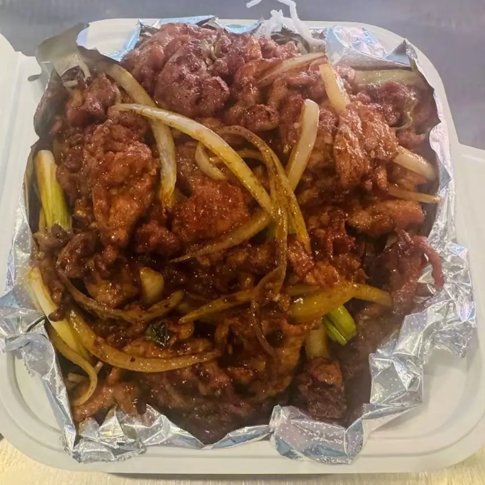 Tasty-Chinese-Restaurant-Mongolian-beef-Newark Savory Mongolian beef with onions at Tasty Chinese Restaurant, a Chinese Restaurant in Newark